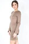 Karen Flare Sleeve Scoop Back Bodycon Mini Dress - bejealous-com