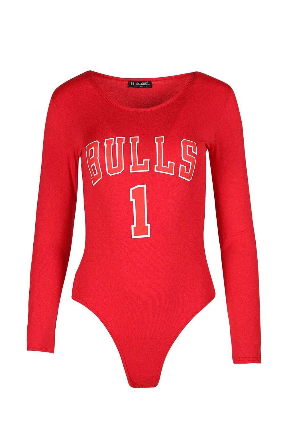 Kasie Long Sleeve Bulls Slogan Bodysuit - bejealous-com