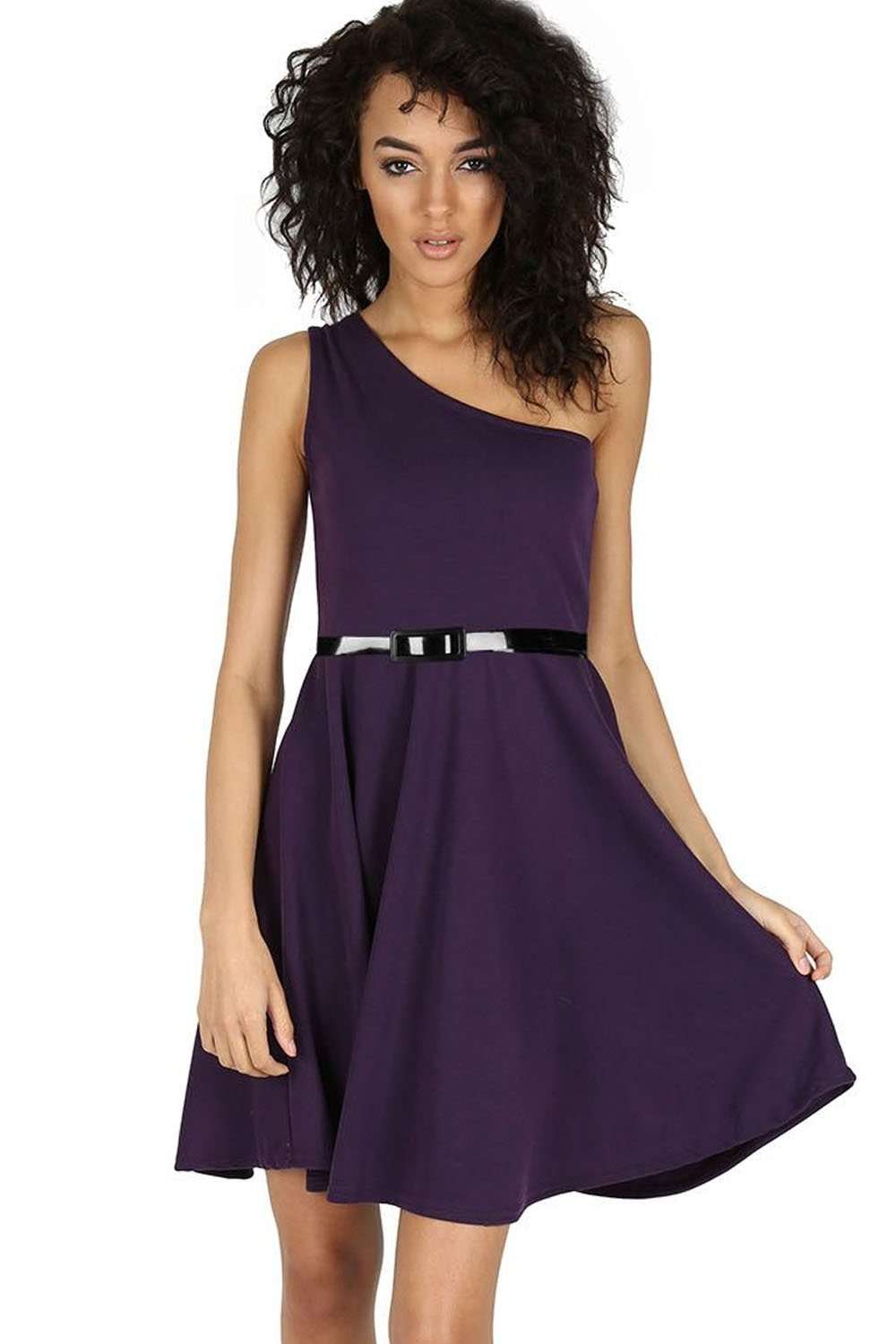 Kasie One Shoulder Mini Skater Dress - bejealous-com
