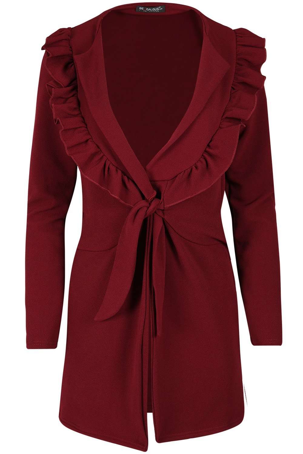 Kassandra Long Sleeve Ruffle Trim Jacket - bejealous-com