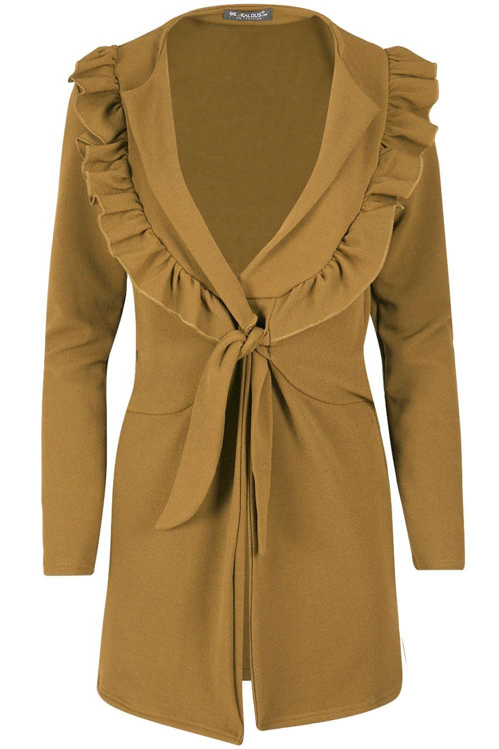 Kassandra Long Sleeve Ruffle Trim Jacket - bejealous-com