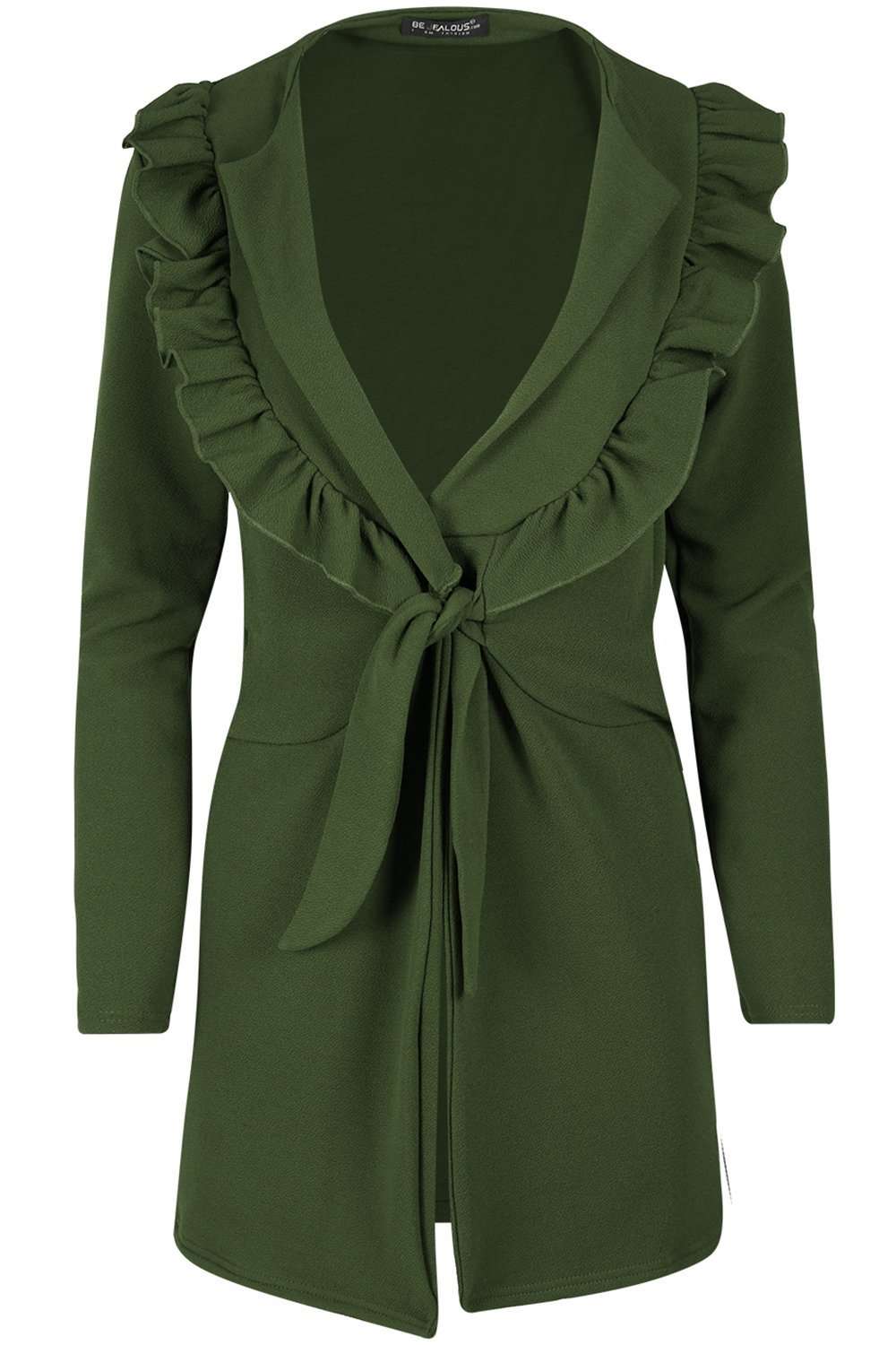 Kassandra Long Sleeve Ruffle Trim Jacket - bejealous-com