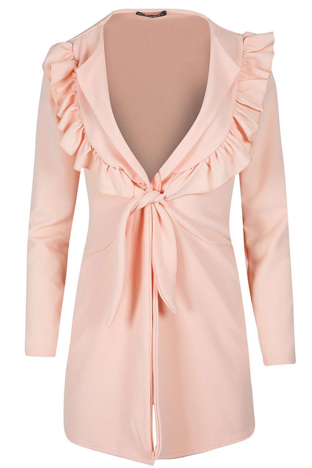 Kassandra Long Sleeve Ruffle Trim Jacket - bejealous-com