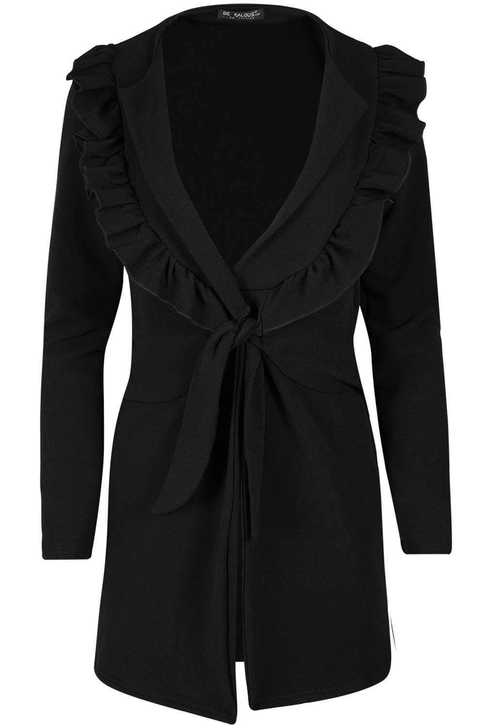 Kassandra Long Sleeve Ruffle Trim Jacket - bejealous-com