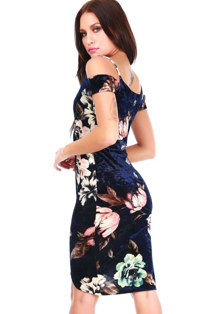 Kassie Faux Velvet Floral Wrap Mini Dress - bejealous-com