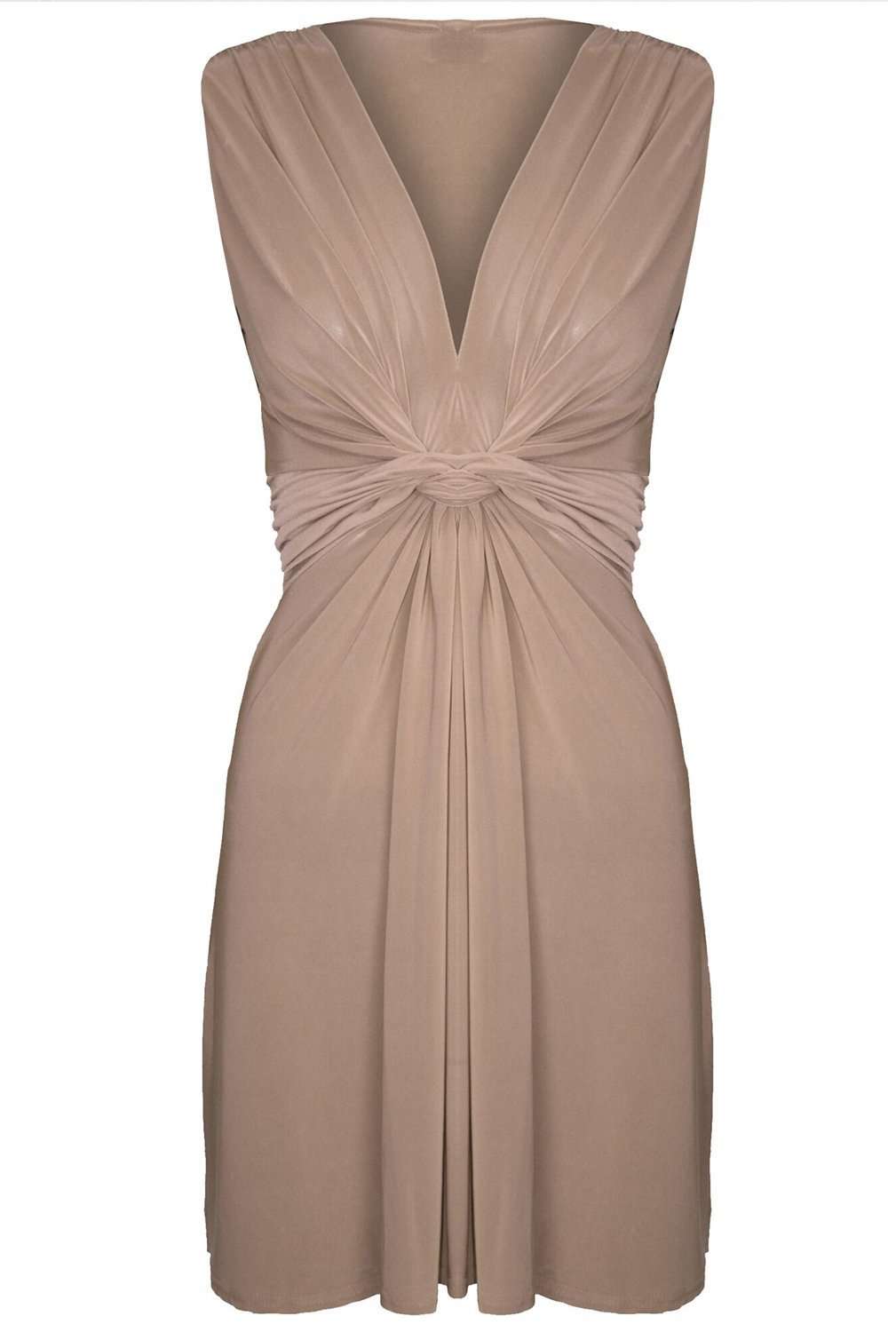 Kassie Plunge Neck Twisted Front Mini Dress - bejealous-com