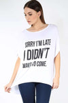 Kassie Roll Sleeve Slogan Print Tshirt - bejealous-com