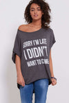 Kassie Roll Sleeve Slogan Print Tshirt - bejealous-com