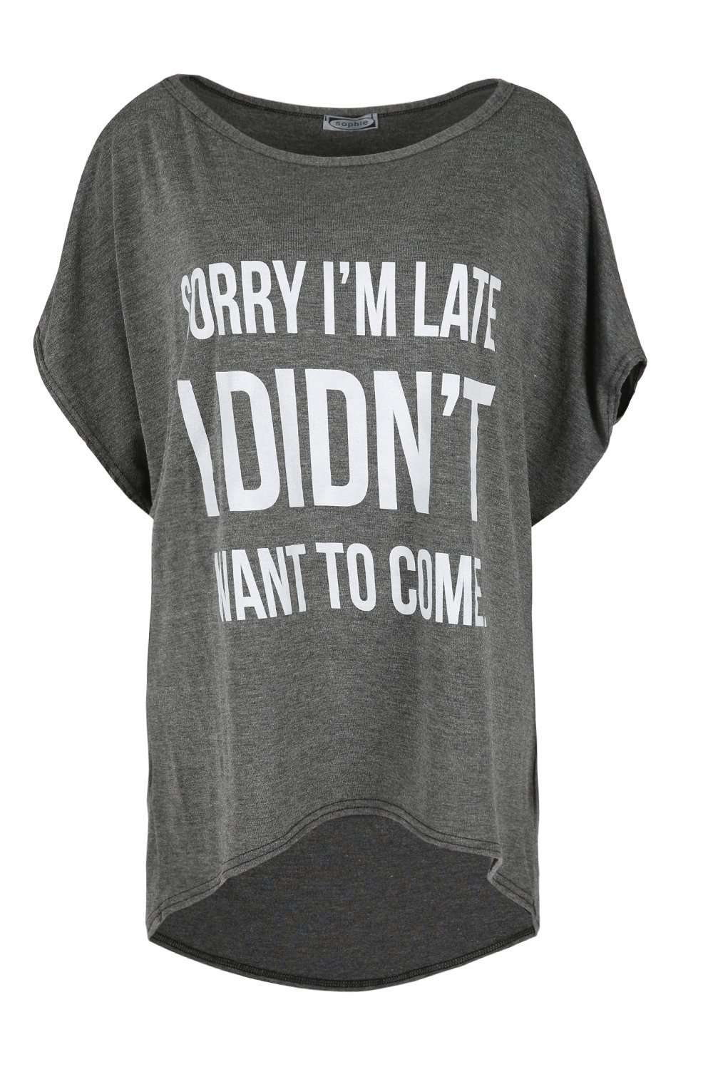 Kassie Roll Sleeve Slogan Print Tshirt - bejealous-com
