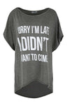 Kassie Roll Sleeve Slogan Print Tshirt - bejealous-com