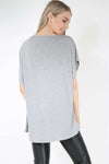 Kassie Roll Sleeve Slogan Print Tshirt - bejealous-com