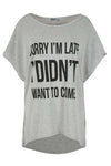 Kassie Roll Sleeve Slogan Print Tshirt - bejealous-com