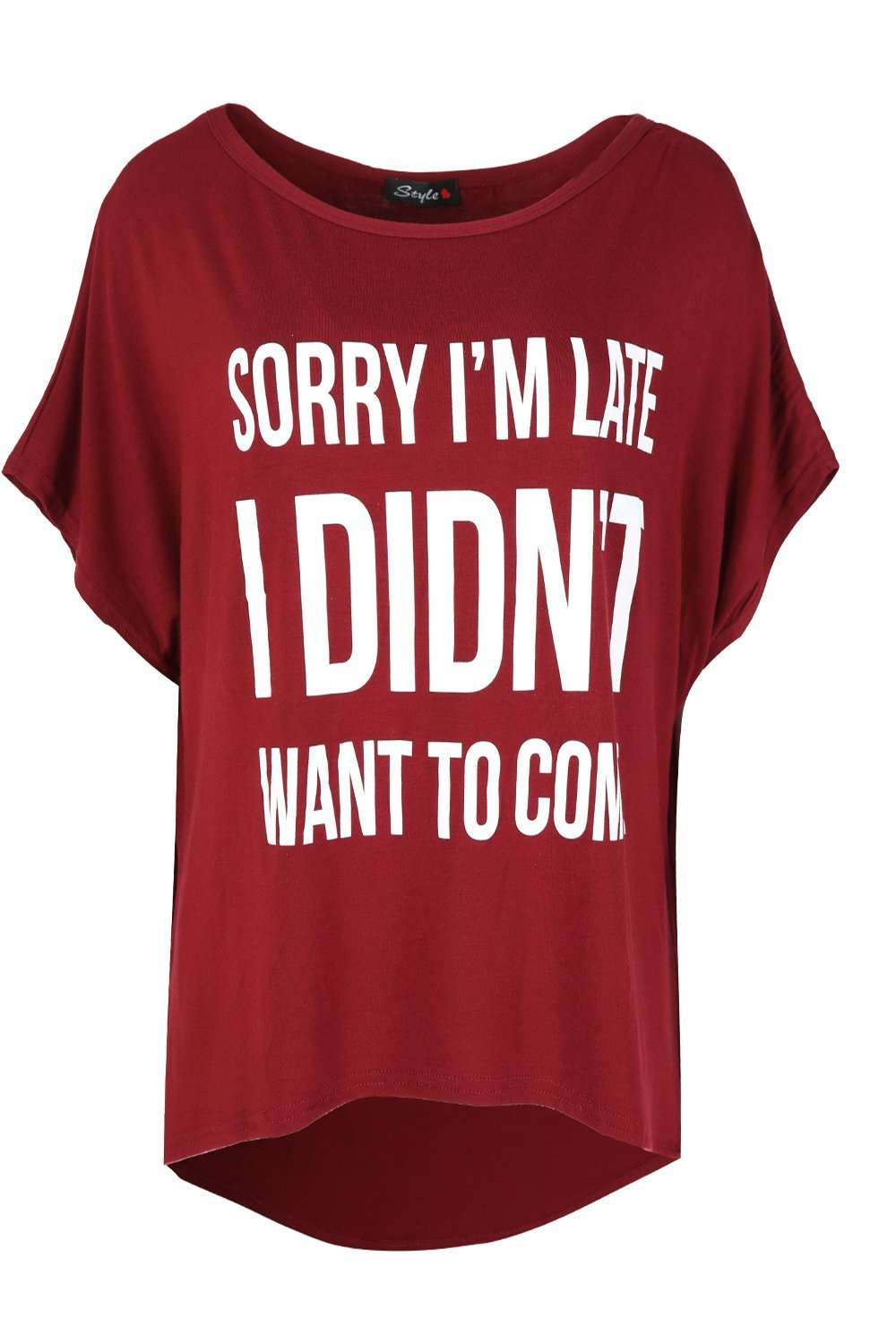 Kassie Roll Sleeve Slogan Print Tshirt - bejealous-com