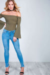 Katie Flare Sleeve Ribbed Knit Bodysuit - bejealous-com