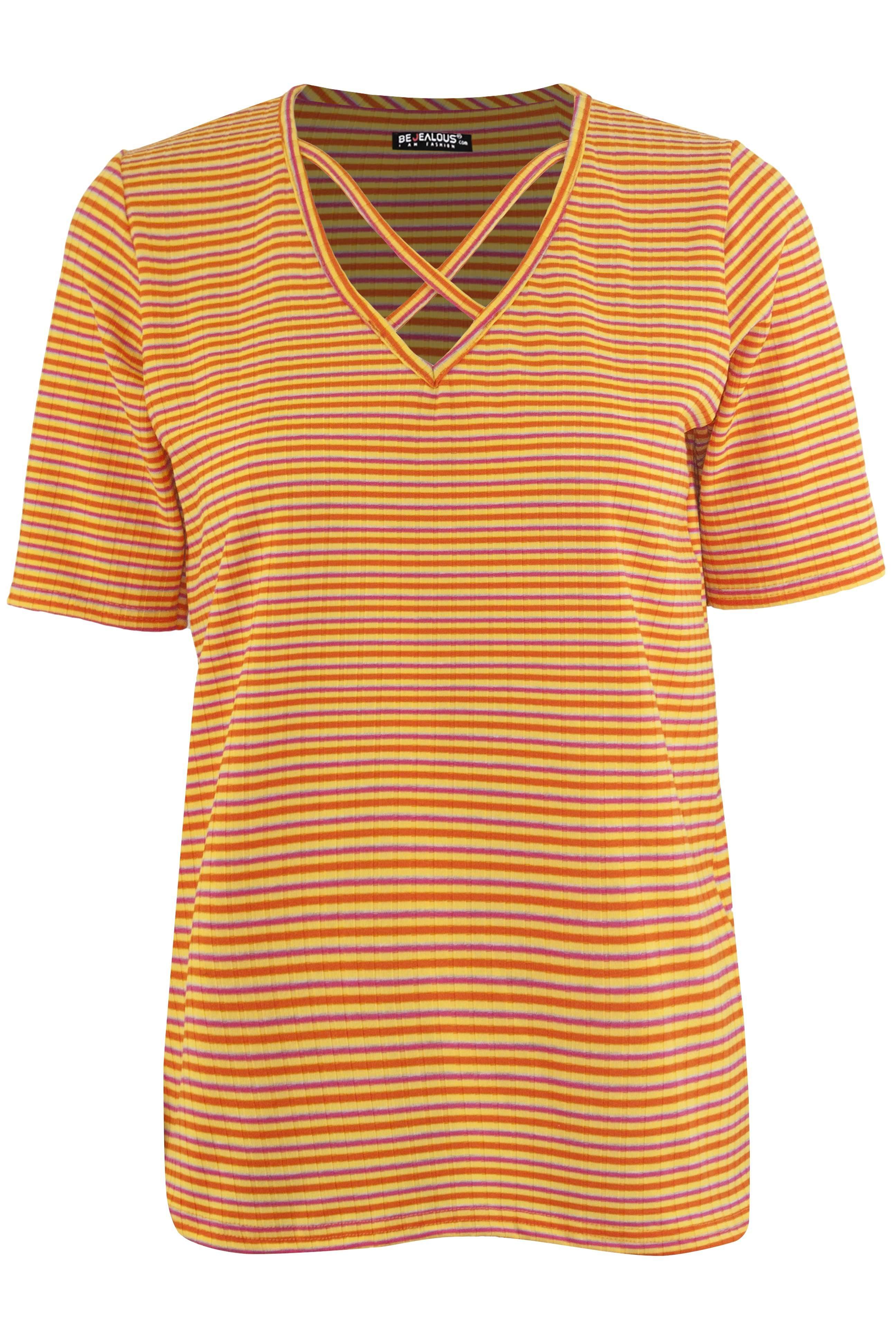 Kaya Mulitcolour Striped Strappy Baggy Tshirt - bejealous-com