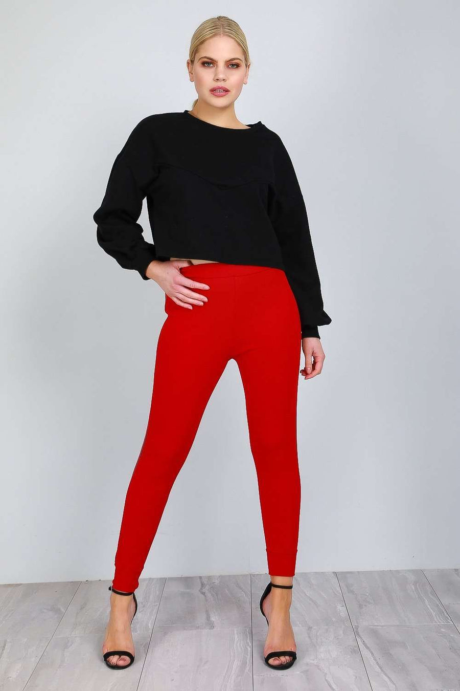 Kayleigh High Waisted Side Stripe Trousers - bejealous-com