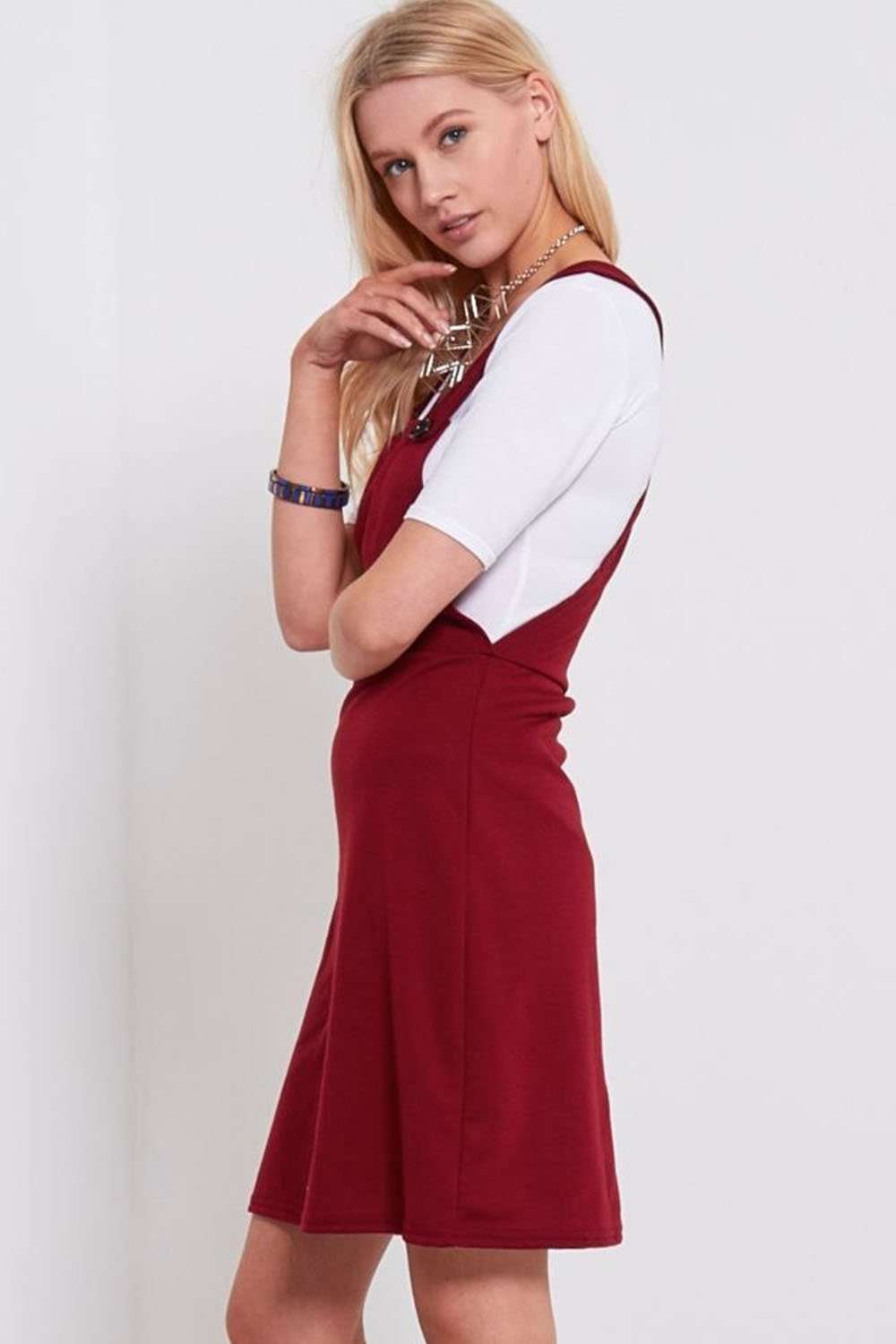 Kayley Button Front Pinafore Mini Dress - bejealous-com