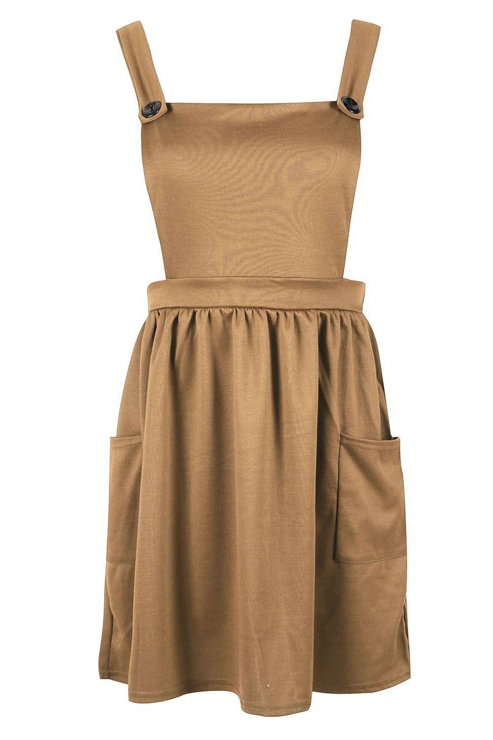 Kayley Button Front Pinafore Mini Dress - bejealous-com