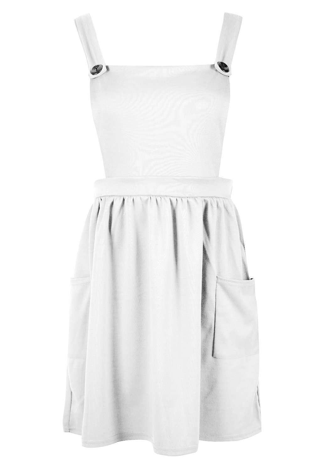 Kayley Button Front Pinafore Mini Dress - bejealous-com