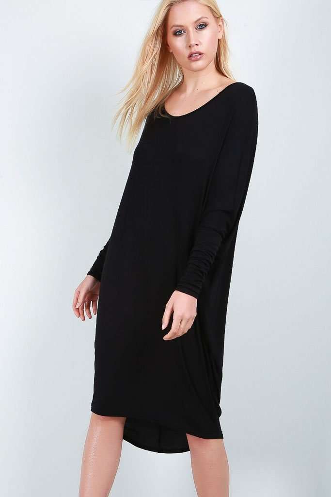 Kayley Long Sleeve Open Back Midi Dress - bejealous-com