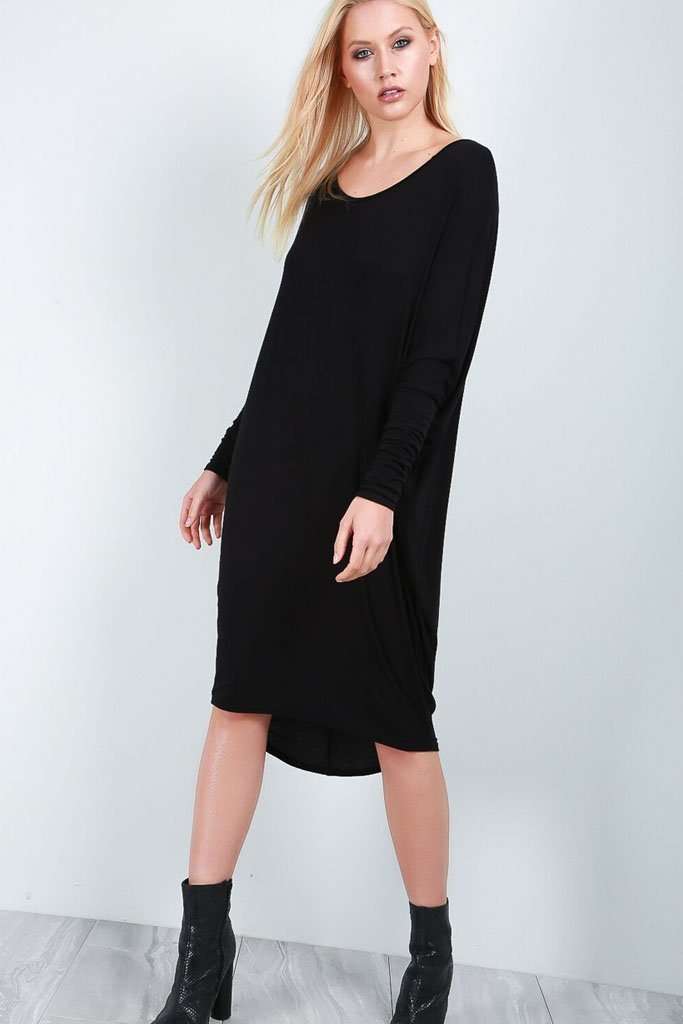Kayley Long Sleeve Open Back Midi Dress - bejealous-com
