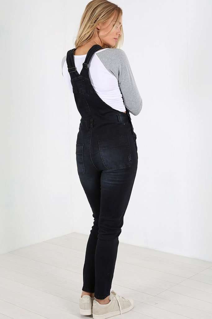 Keanie Ripped Knee Racer Back Denim Dungaree - bejealous-com