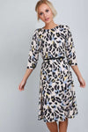 Keely Long Sleeve Leopard Print Midi Swing Dress - bejealous-com