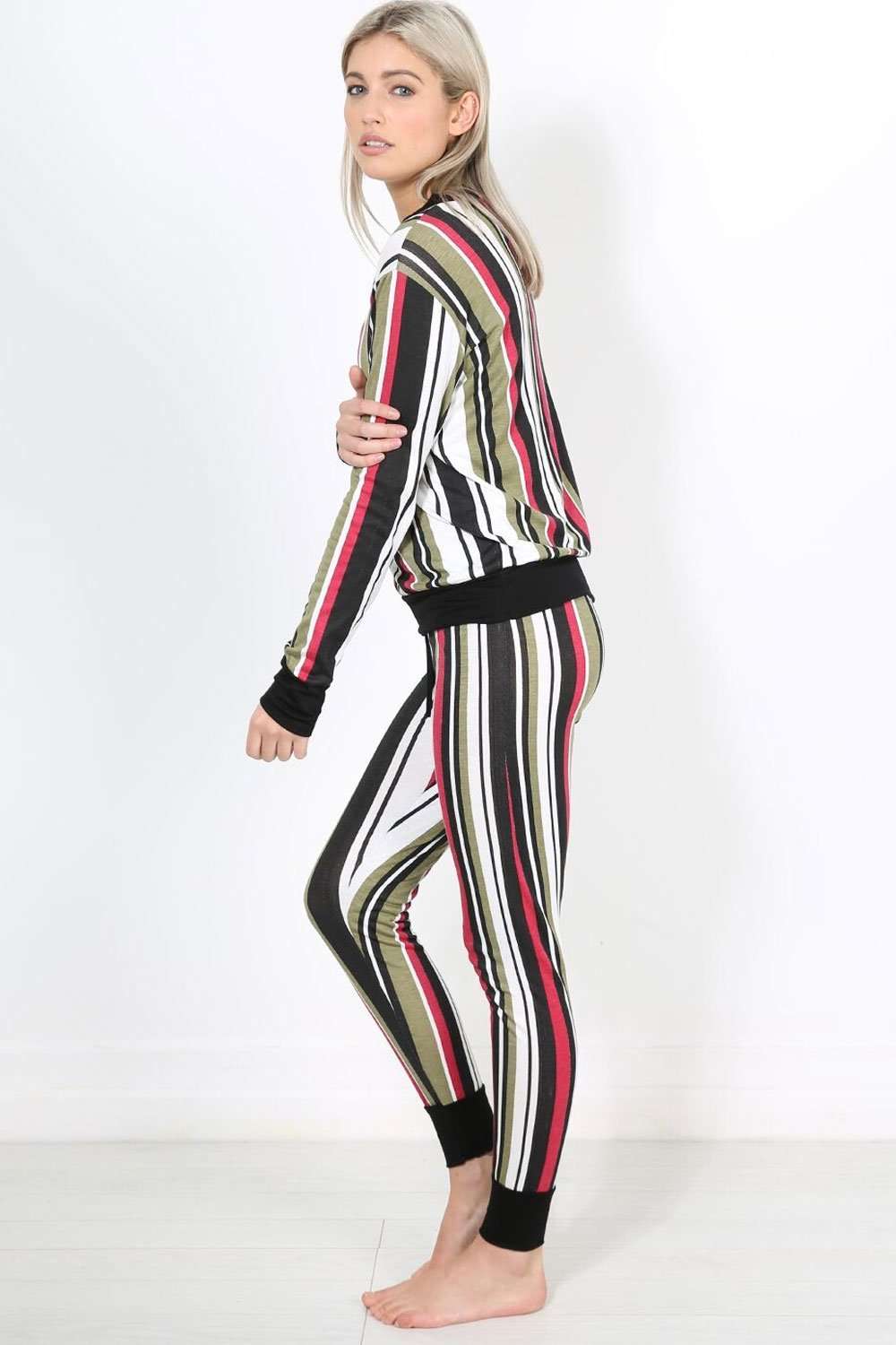 Keely Multi Colour Striped Lounge Wear Set - bejealous-com