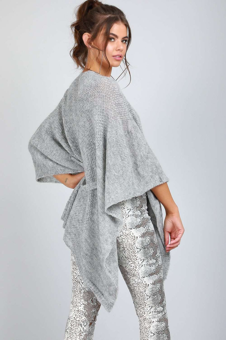 Kelsi Draped Waterfall Belted Cardigan Shawl - bejealous-com