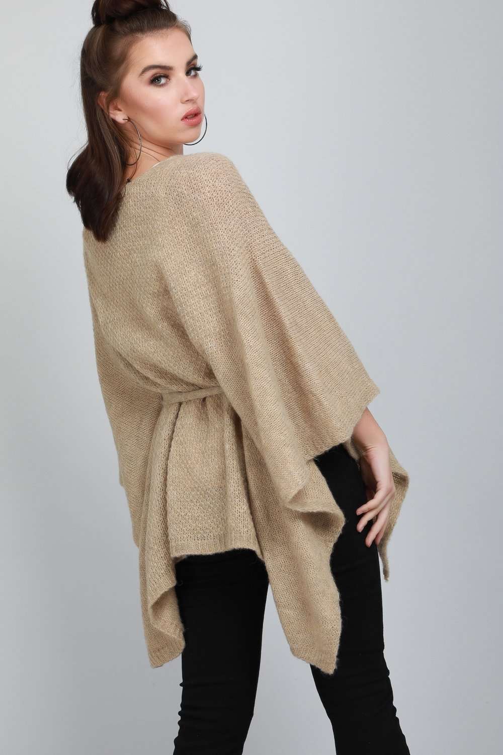 Kelsi Draped Waterfall Belted Cardigan Shawl - bejealous-com