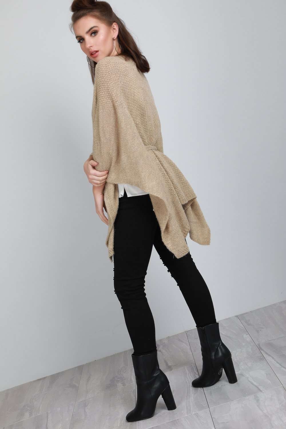 Kelsi Draped Waterfall Belted Cardigan Shawl - bejealous-com