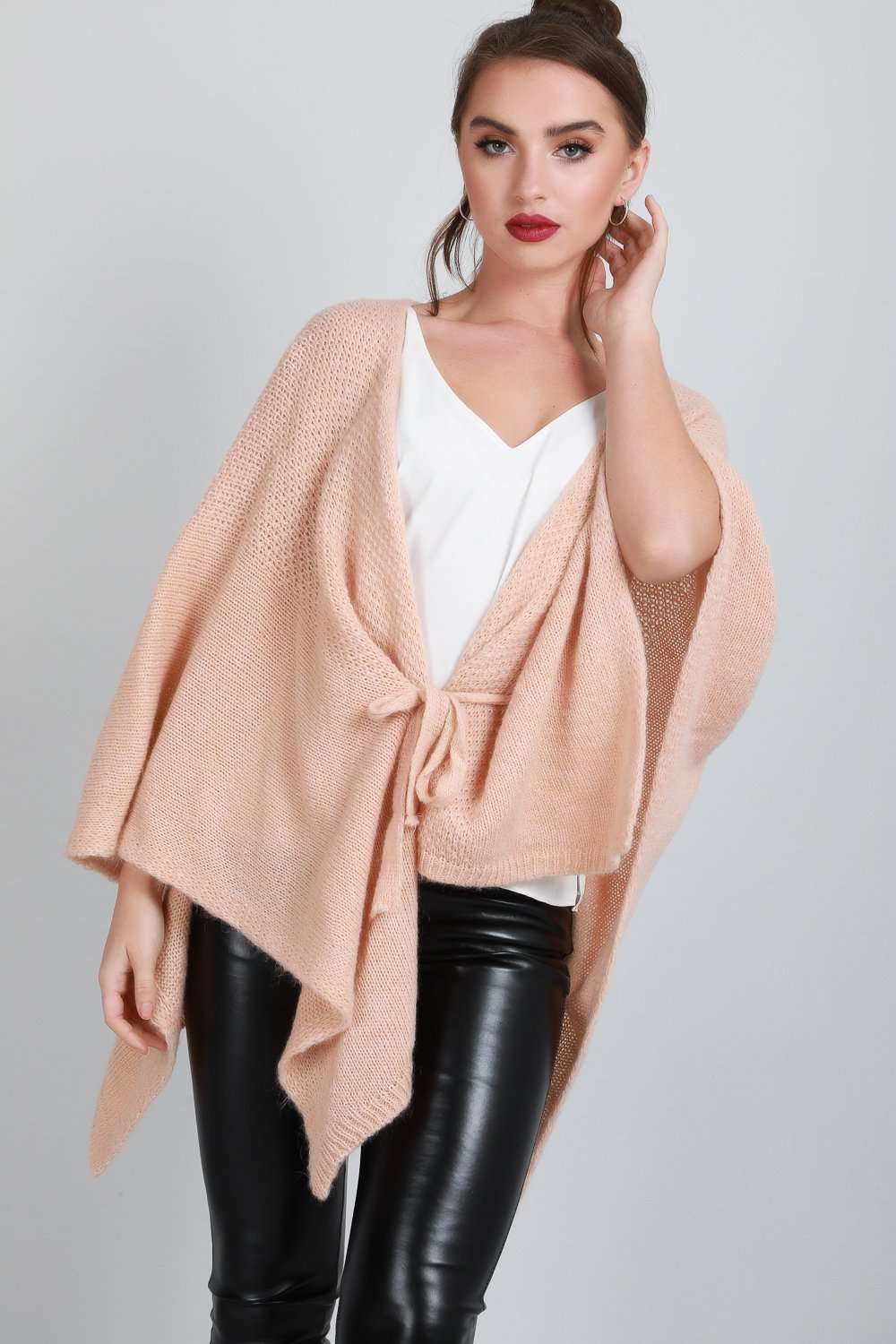 Kelsi Draped Waterfall Belted Cardigan Shawl - bejealous-com