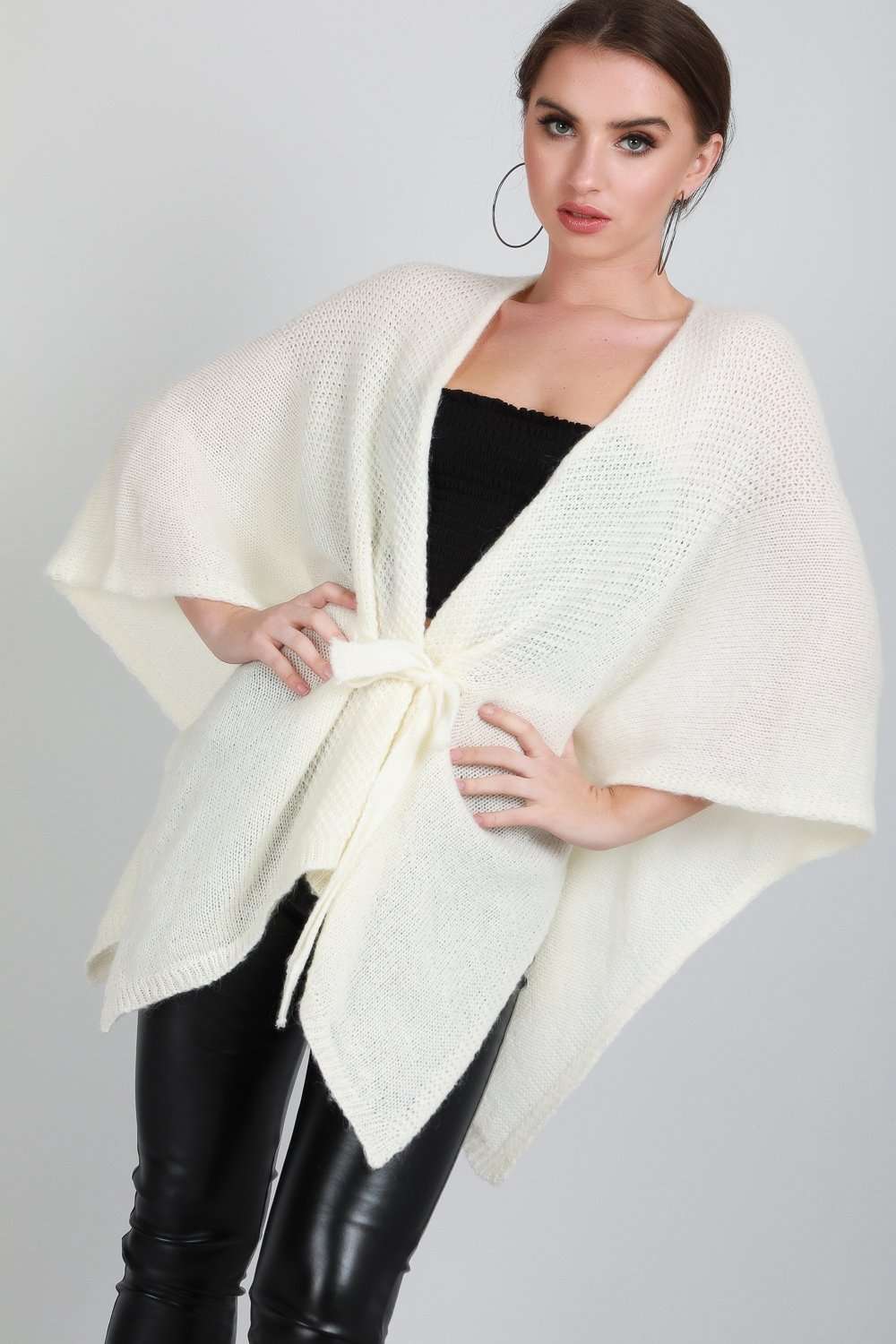 Kelsi Draped Waterfall Belted Cardigan Shawl - bejealous-com