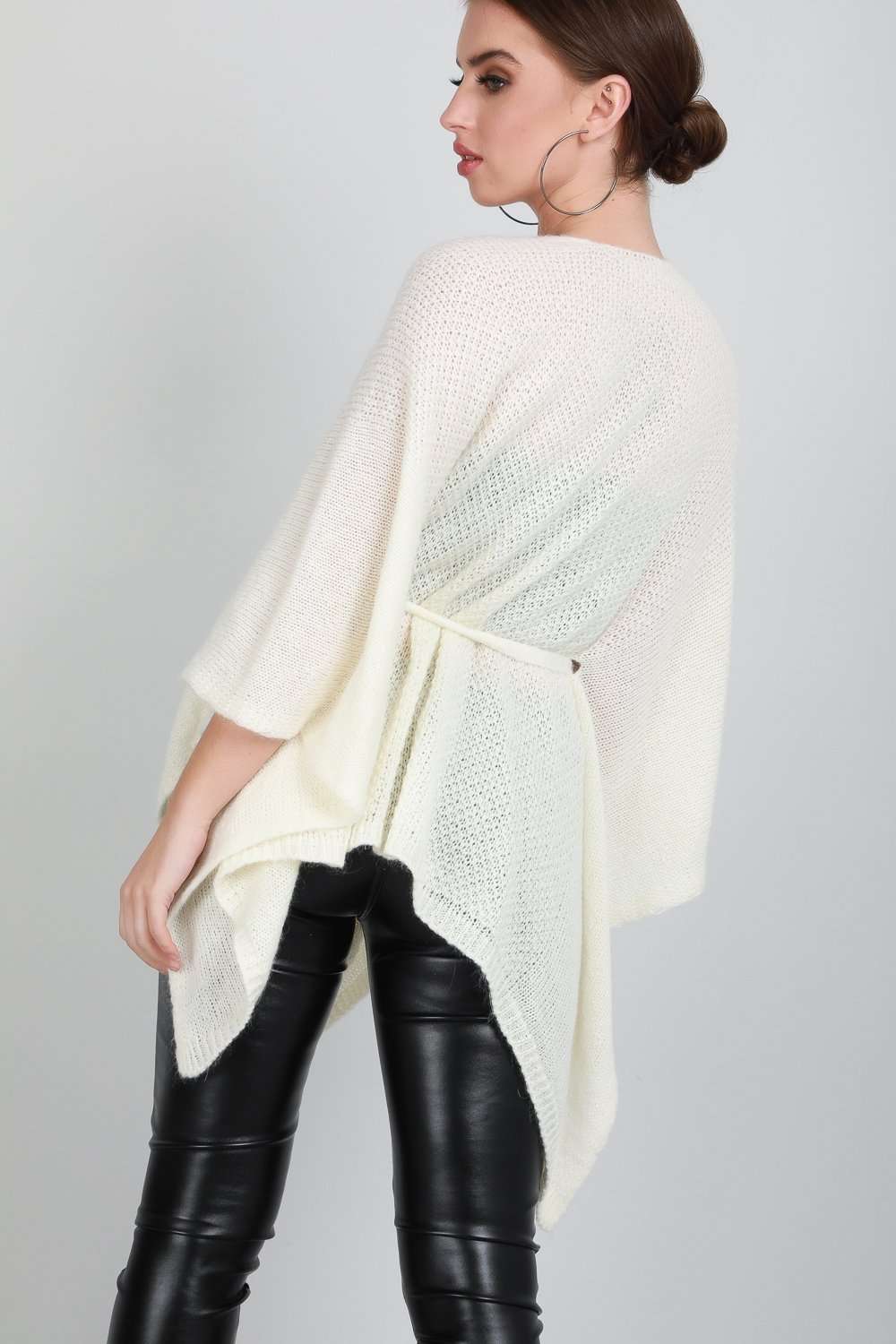 Kelsi Draped Waterfall Belted Cardigan Shawl - bejealous-com