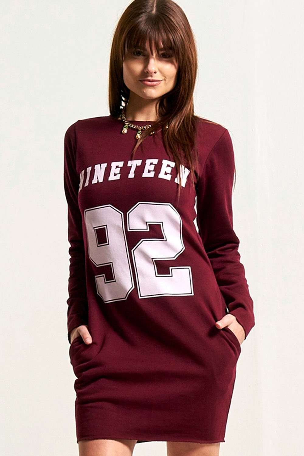 Kelsie 92 Slogan Print Sweatshirt Dress - bejealous-com