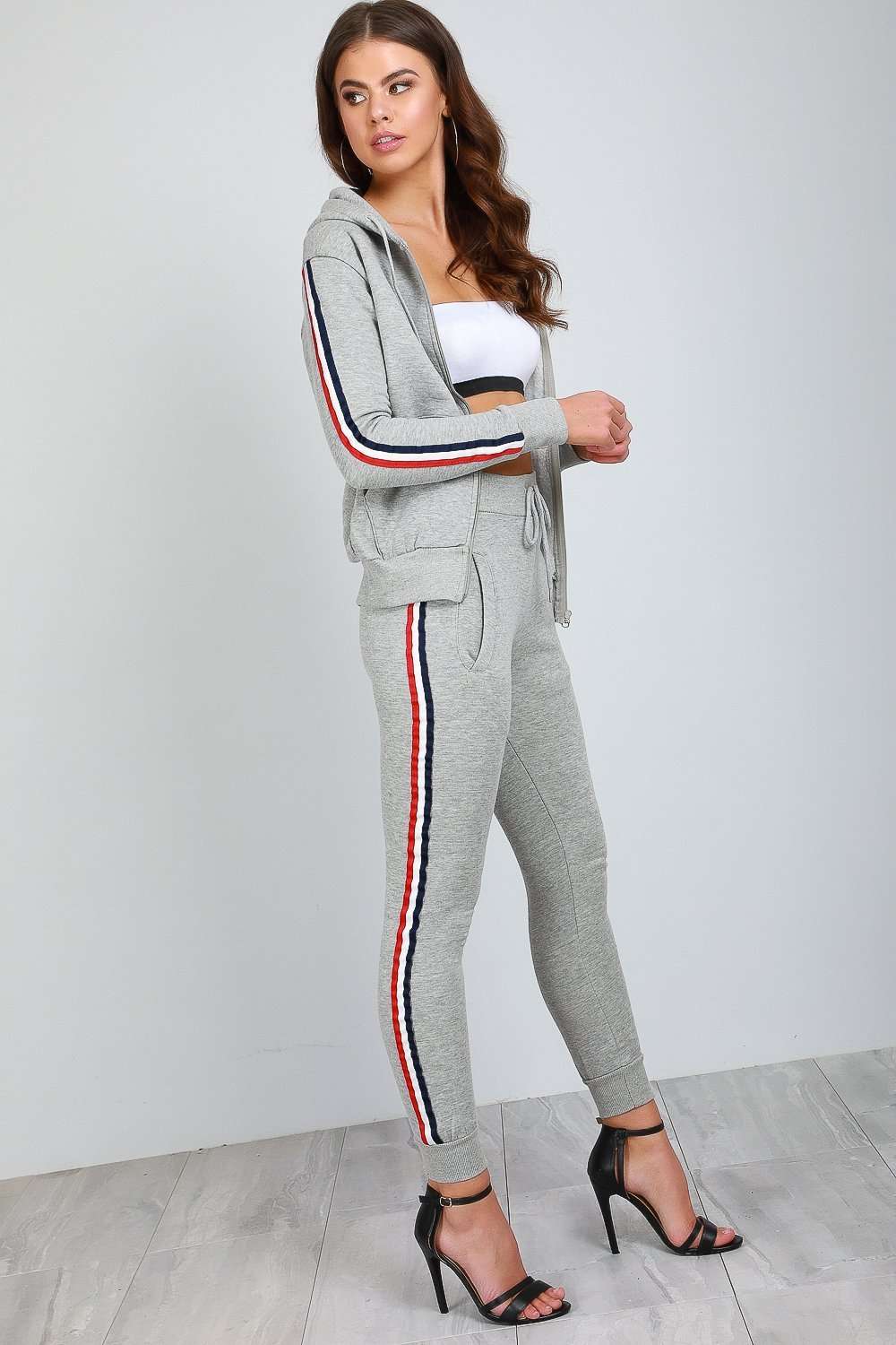 Kerry Side Stripe Fleece Line Lounge Wear Set - bejealous-com