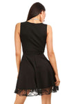 Khaki Lace Insert Sleeveless Mini Skater Dress - bejealous-com