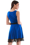 Khaki Lace Insert Sleeveless Mini Skater Dress - bejealous-com