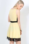 Khaki Lace Insert Sleeveless Mini Skater Dress - bejealous-com