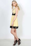 Khaki Lace Insert Sleeveless Mini Skater Dress - bejealous-com