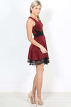 Khaki Lace Insert Sleeveless Mini Skater Dress - bejealous-com