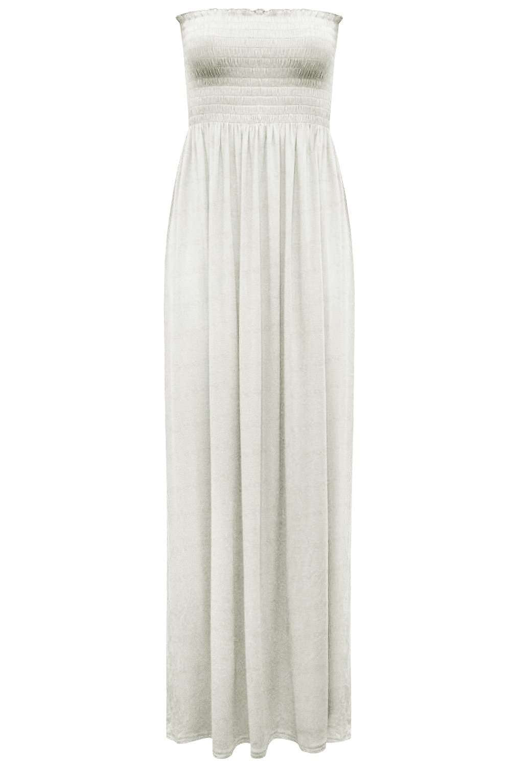 Khaki Strapless Sheering Bandeau Maxi Dress - bejealous-com