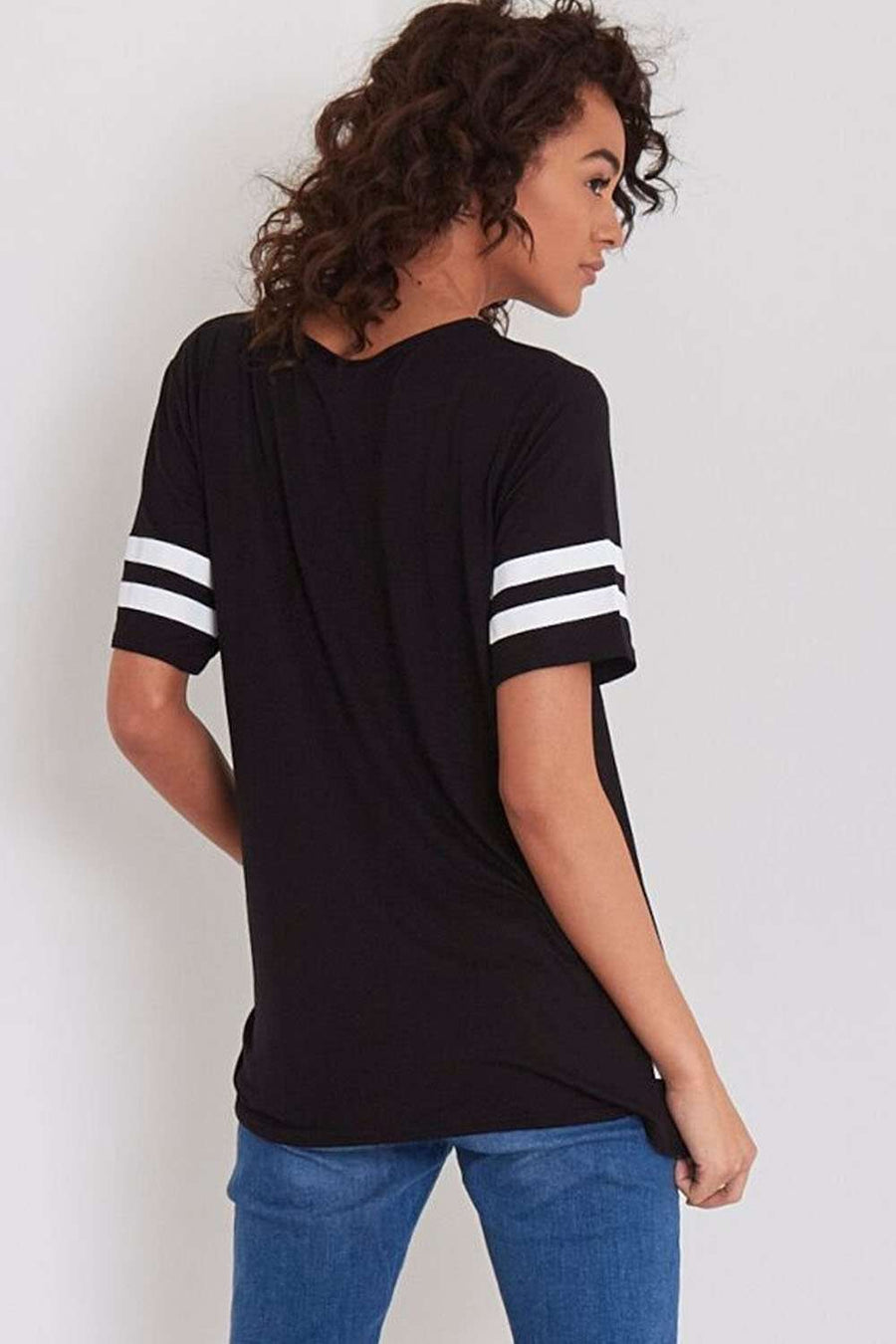 Khalid Striped Sleeve Oversized Jersey Tshirt - bejealous-com