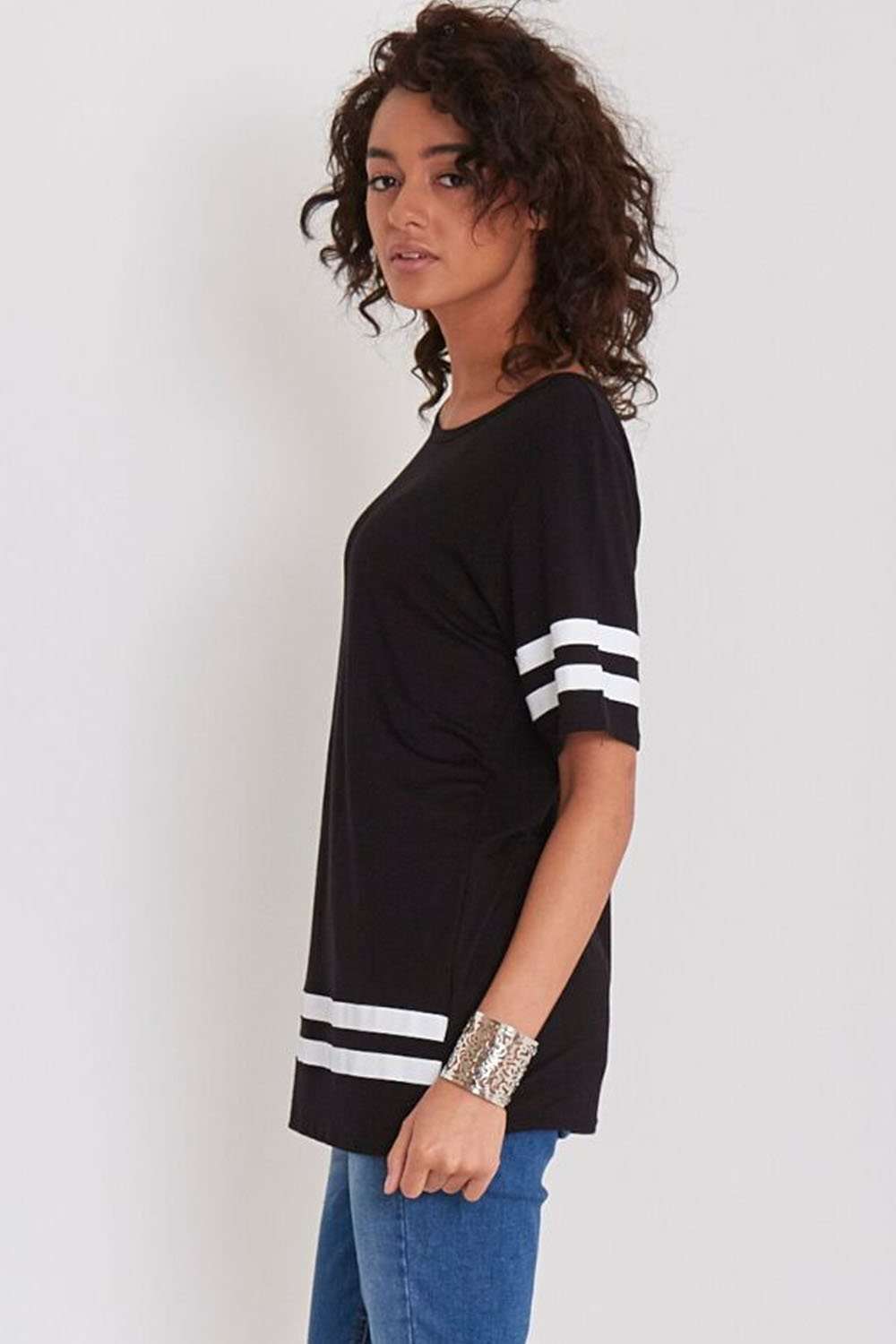 Khalid Striped Sleeve Oversized Jersey Tshirt - bejealous-com