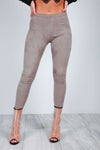 Khloe High Waist Faux Suede Cropped Leggings - bejealous-com