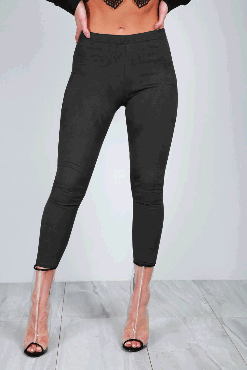 Khloe High Waist Faux Suede Cropped Leggings - bejealous-com