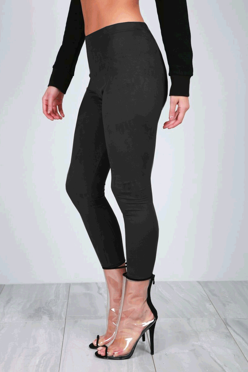 Khloe High Waist Faux Suede Cropped Leggings - bejealous-com