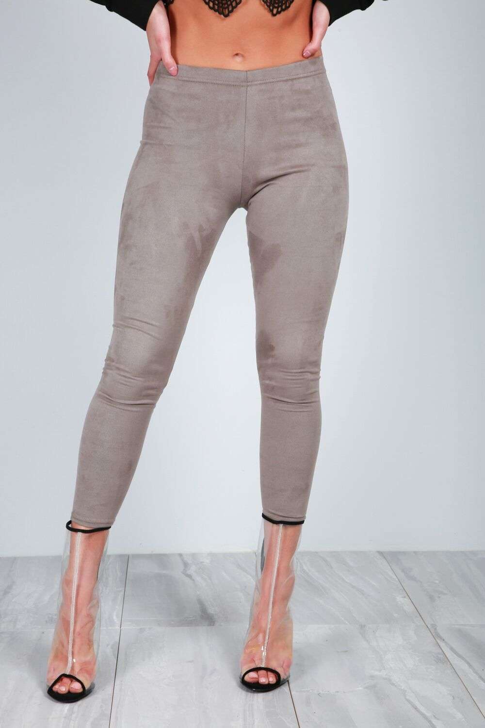 Khloe High Waist Faux Suede Cropped Leggings - bejealous-com