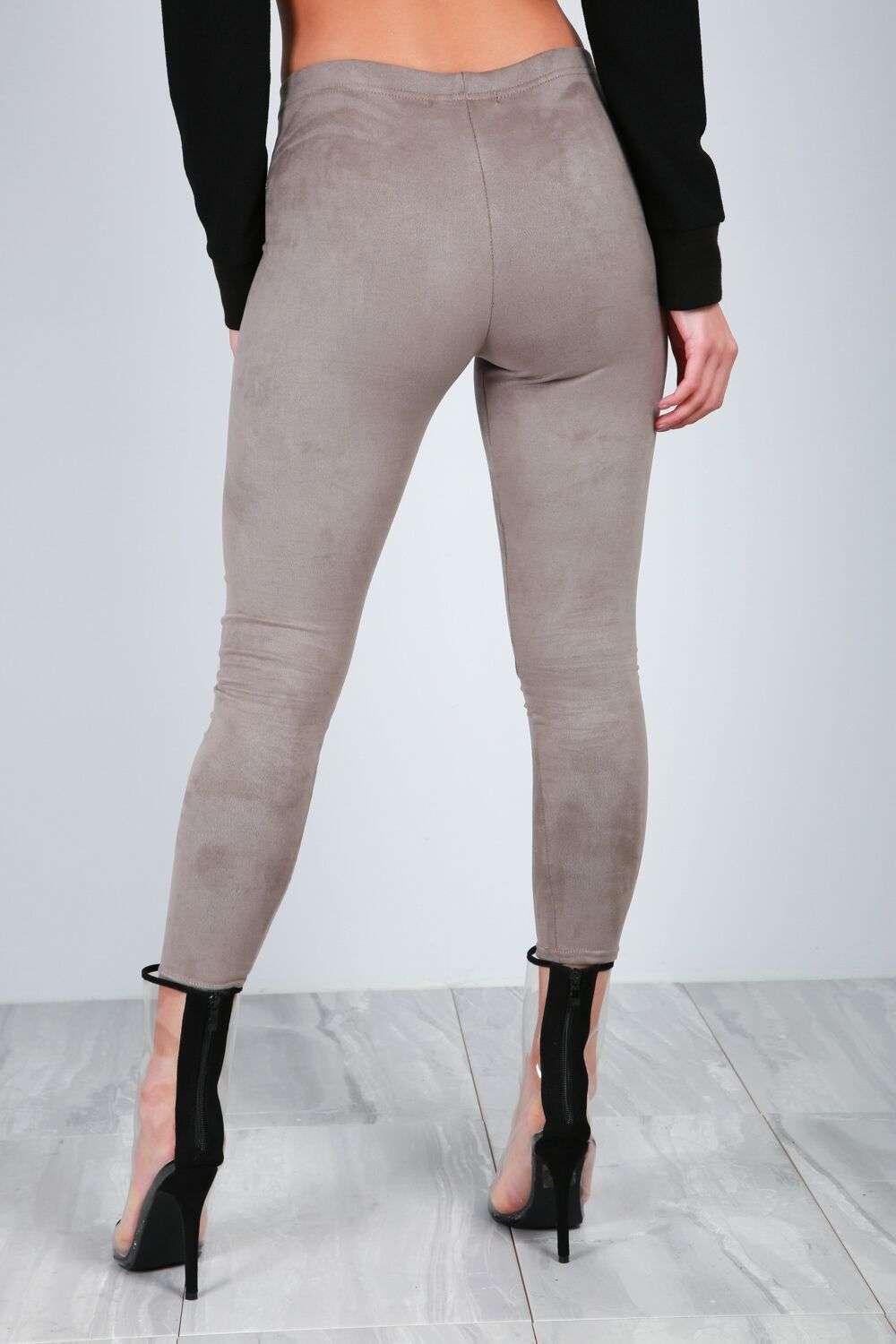 Khloe High Waist Faux Suede Cropped Leggings - bejealous-com
