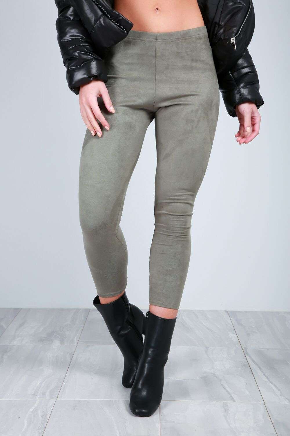 Khloe High Waist Faux Suede Cropped Leggings - bejealous-com